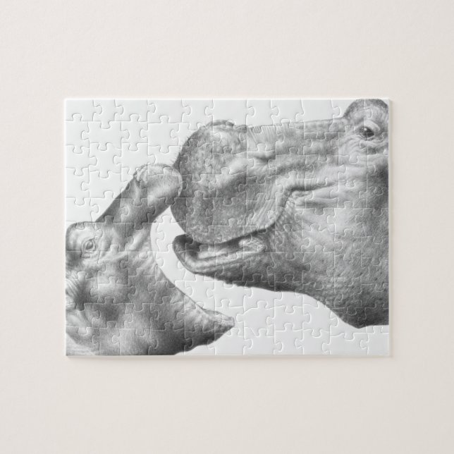 Flusspferd-u. Kalb-Puzzlespiel (Horizontal)