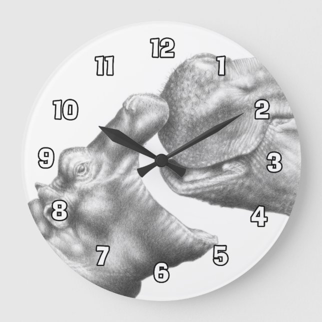 Flusspferd-u. Kalb-Wanduhr Große Wanduhr (Vorderseite)