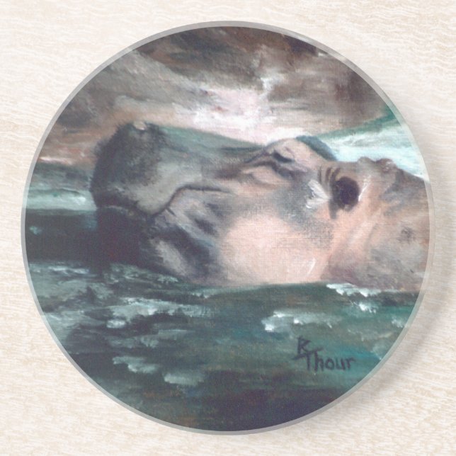 Flusspferd-Untersetzer Sandstein Untersetzer (Vorne)