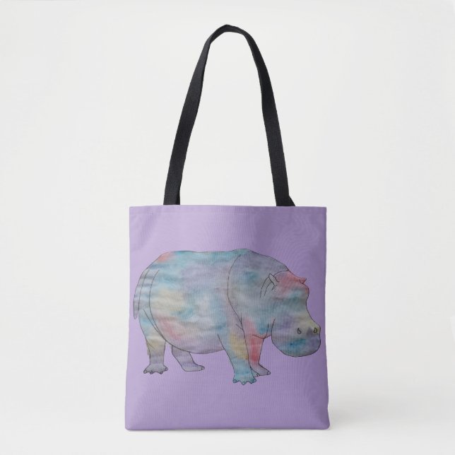 Flusspferd-Wasserfarbenbild Tasche (Vorderseite)
