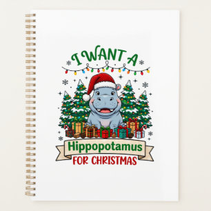 Flusspferd Weihnachten Flusspferd Santa Hut Bäume  Planer