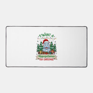 Flusspferd Weihnachten Flusspferd Santa Hut Bäume Schreibtischunterlage