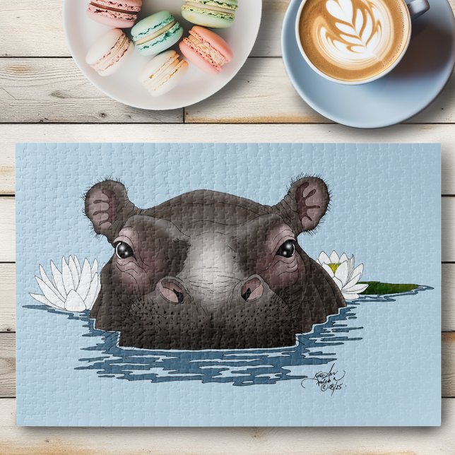 Flusspferd Weiße Lotusblume Blau (Von Creator hochgeladen)