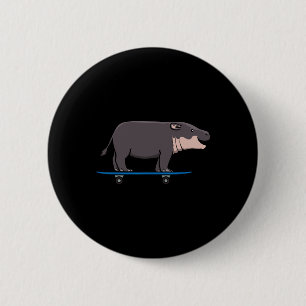 Flusspferd Wildtier Tier Skateboardfahren Skater  Button