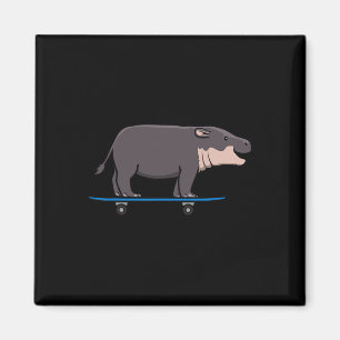Flusspferd Wildtier Tier Skateboardfahren Skater Magnet