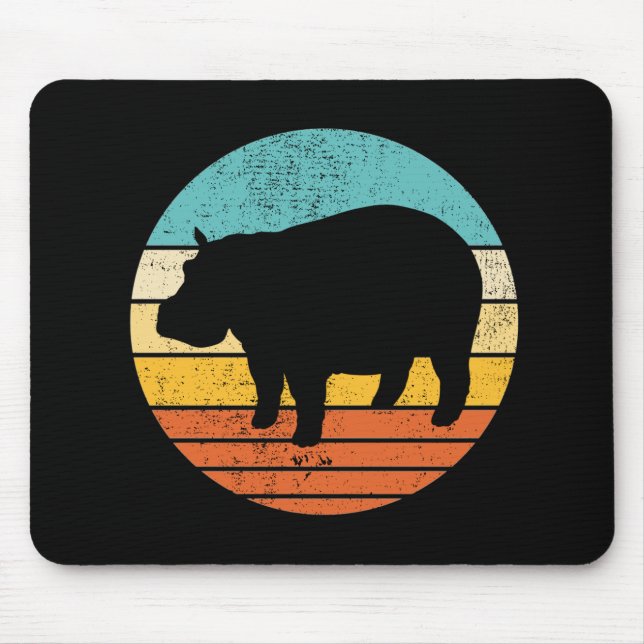 Flusspferde Retro Sonne Mousepad (Vorne)