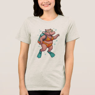 Flusspferdtaucher unter Wasser Tri-Blend Shirt
