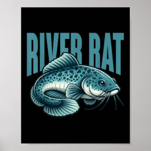 Flussratten-Wels-Angeln Fisch Fischer Poster