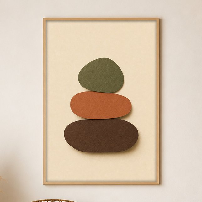 Flusssteine Gouache Boho Kunstposter Poster (Shown framed for scale. Poster ships unframed; frames are an optional add-on.)
