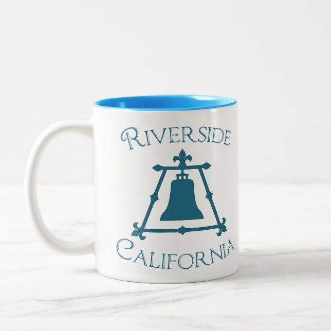 Flussufer, Entwurf Kaliforniens Raincross Fleur Zweifarbige Tasse (Links)