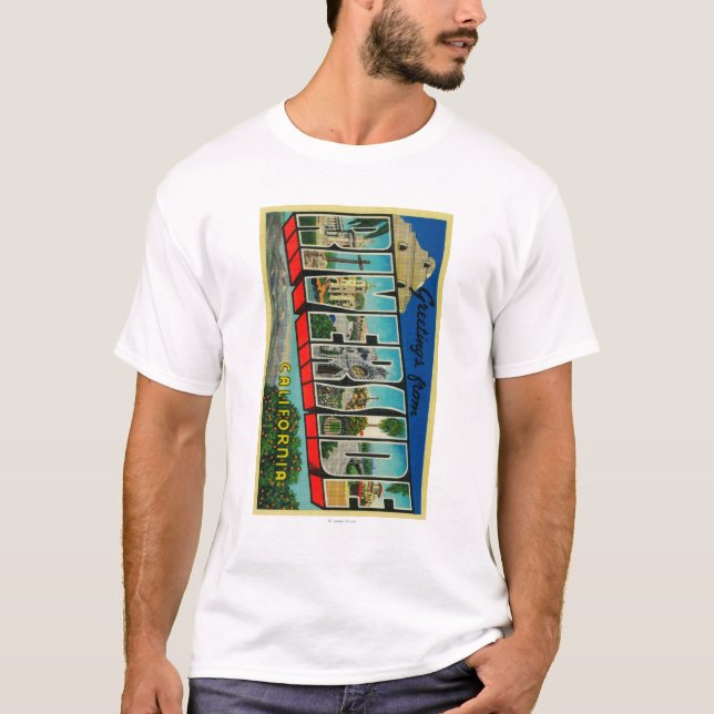 Flussufer, Kalifornien - große Buchstabe-Szenen T-Shirt (Vorderseite)
