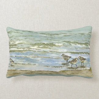 Flussuferläufer setzen Vogel-Aquarell im Seeblauen Lendenkissen