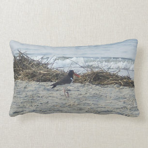 Flussuferläufer-Vogel-Kissen am Strand Lendenkissen