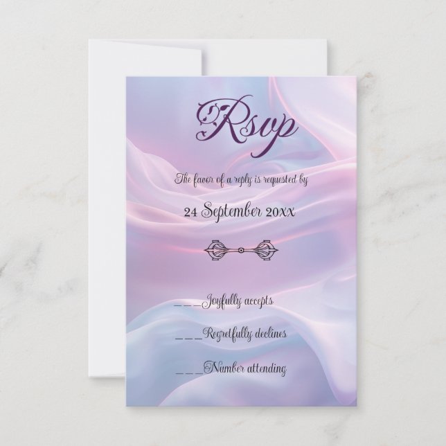 Flüstern aus Seide: Träume pastellfarbene Wellen R RSVP Karte (Vorderseite)