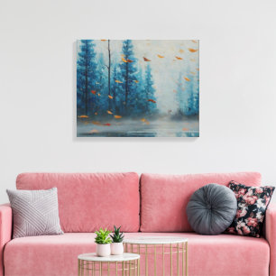 Flüstern Blätter Blauwald Dreamscape Abstrakt Leinwanddruck