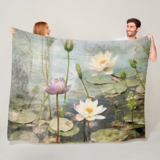 Flüstern der asiatischen Wasserlilienromanze in ve Fleecedecke