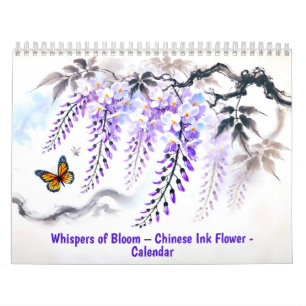 Flüstern der Blüten: Chinesischer Tusch-Blumenkale Kalender