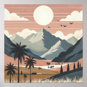 Flüstern der Erde: Ein Boho-Minimalistischer Berg Poster