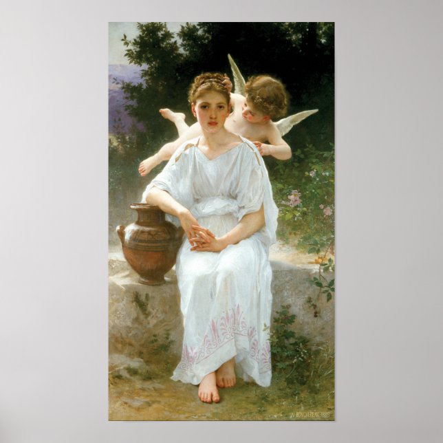 Flüstern der Liebe, Erste Reverie von Bouguereau Poster (Vorne)