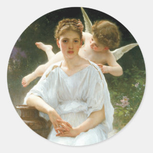 Flüstern der Liebe, Erste Reverie von Bouguereau Runder Aufkleber