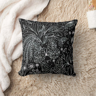 Flüstern der Natur Botanische Line Art Quadratisch Kissen