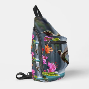 "Flüstern der Natur: Hummingbird, Wasserfall, Crossbody Bag