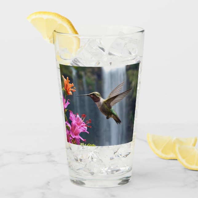 "Flüstern der Natur: Hummingbird, Wasserfall Glas (Vorderseite Ice)