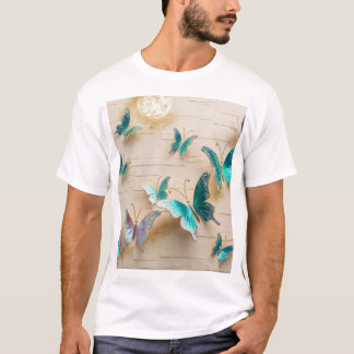Flüstern der Natur: Metallische Schmetterlingsträu T-Shirt