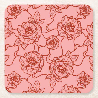 Flüstern der Rose, Elegante Linie Art Blumenmuster Rechteckiger Pappuntersetzer