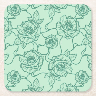 Flüstern der Rose, Elegante Linie Art Blumenmuster Rechteckiger Pappuntersetzer
