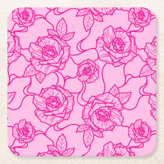 Flüstern der Rose, Elegante Linie Art Blumenmuster Rechteckiger Pappuntersetzer