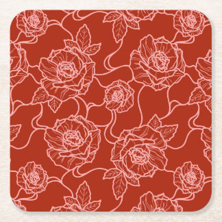 Flüstern der Rose, Elegante Linie Art Blumenmuster Rechteckiger Pappuntersetzer