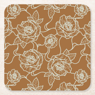 Flüstern der Rose, Elegante Linie Art Blumenmuster Rechteckiger Pappuntersetzer