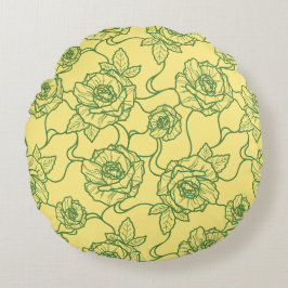 Flüstern der Rose, Elegante Linie Art Blumenmuster Rundes Kissen
