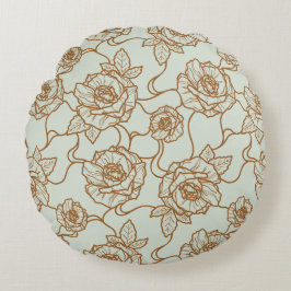 Flüstern der Rose, Elegante Linie Art Blumenmuster Rundes Kissen