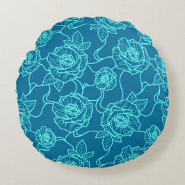 Flüstern der Rose, Elegante Linie Art Blumenmuster Rundes Kissen