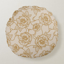 Flüstern der Rose, Elegante Linie Art Blumenmuster Rundes Kissen