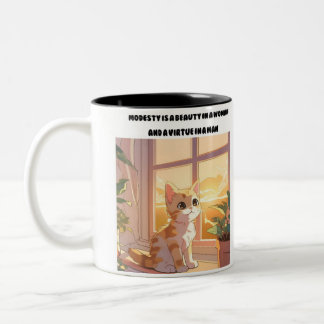 "Flüstern der Weisheit: Die Katze Zweifarbige Tasse