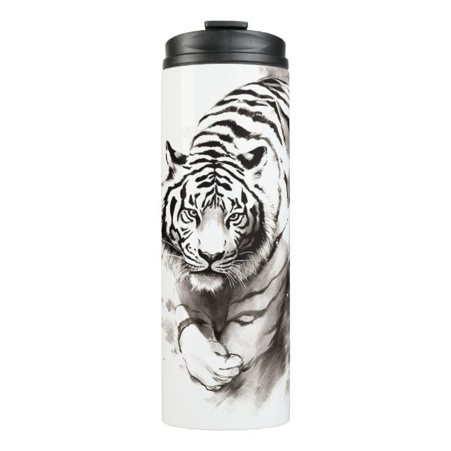 Flüstern der Wildnis: Sammlung des weißen Tiger - Thermosbecher (Vorderseite)