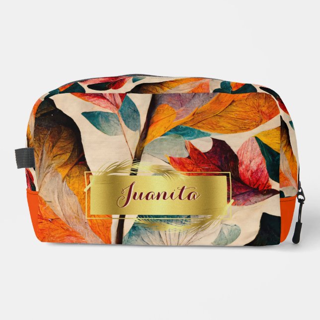 Flüstern des Fall Floral Dopp Kits Waschbeutel (Vorderseite)