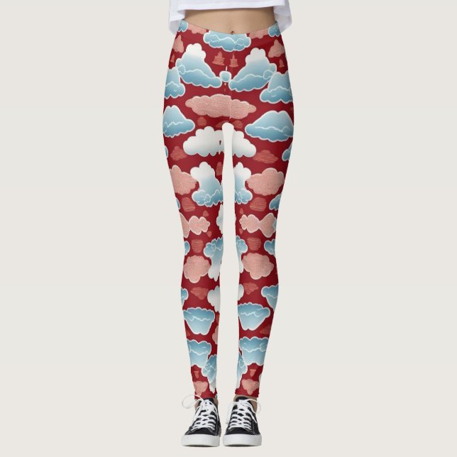Flüstern des Himmels: Ein chinesisches Wolkenmuste Leggings (Vorderseite)