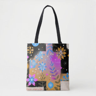 Flüstern des Lichts   Pink Blau Gold Kunst-Trageta Tasche