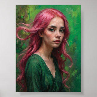 Flüstern in Rosa und Grün Poster