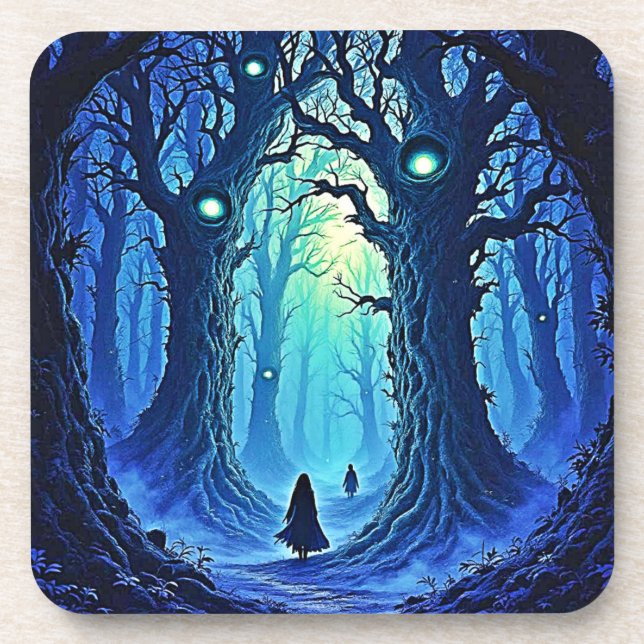 Flüstern von dunkler Woods-Fantasie Getränkeuntersetzer (Vorderseite)