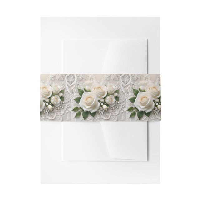 Flüstern von Elegance: Rose, Spitzen und zeitlose  Einladungsbanderole (Vorderseite Beispiel)