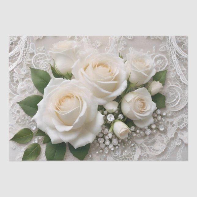 Flüstern von Elegance: Rose, Spitzen und zeitlose  Seidenpapier (Vorderseite)