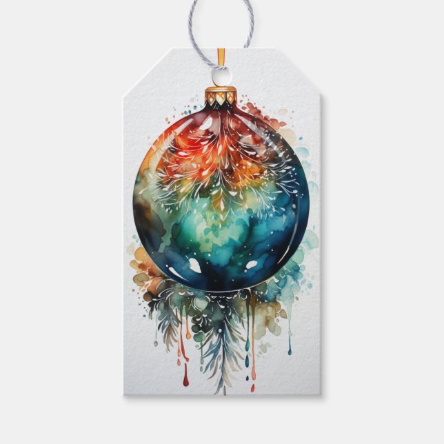 Flüstern von Evergreen: Eine Fusion rot & grün Geschenkanhänger (Vorderseite)