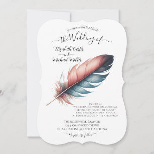 Flüstern von Grace Feathered Elegance Minimalismus Einladung