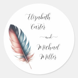 Flüstern von Grace Feathered Elegance Minimalismus Runder Aufkleber