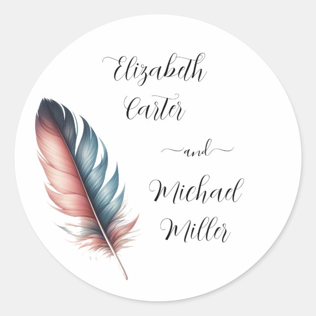Flüstern von Grace Feathered Elegance Minimalismus Runder Aufkleber (Vorderseite)
